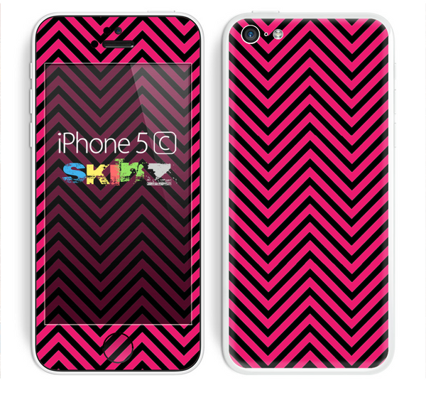 The Black & Pink Sharp Chevron Pattern Skin for the Apple iPhone 5c