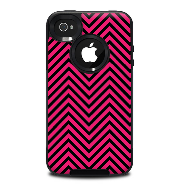 The Black & Pink Sharp Chevron Pattern Skin for the iPhone 4-4s OtterBox Commuter Case