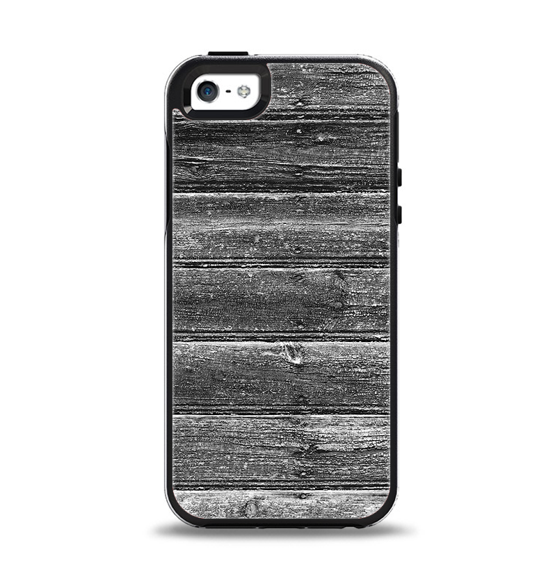 The Black Planks of Wood Apple iPhone 5-5s Otterbox Symmetry Case Skin Set