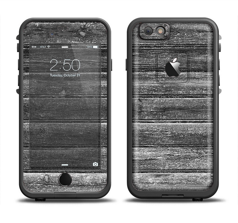 The Black Planks of Wood Apple iPhone 6/6s Plus LifeProof Fre Case Skin Set