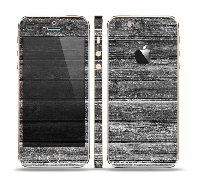 The Black Planks of Wood Skin Set for the Apple iPhone 5s