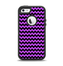 The Black & Purple Chevron Pattern Apple iPhone 5-5s Otterbox Defender Case Skin Set