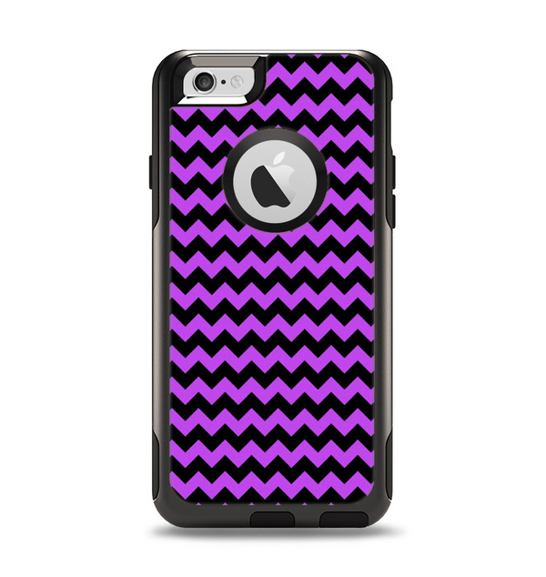 The Black & Purple Chevron Pattern Apple iPhone 6 Otterbox Commuter Case Skin Set