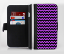 The Black & Purple Chevron Pattern Ink-Fuzed Leather Folding Wallet Credit-Card Case for the Apple iPhone 6/6s, 6/6s Plus, 5/5s and 5c