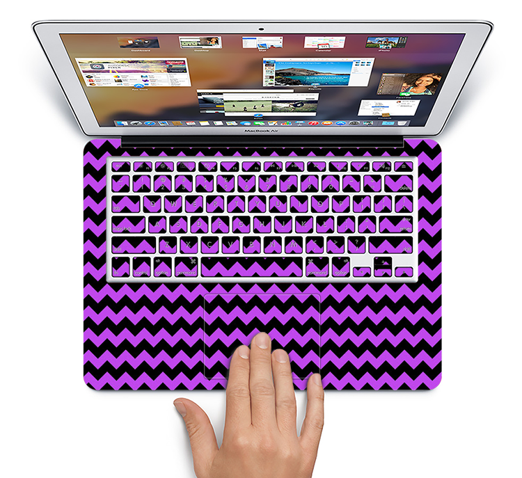The Black & Purple Chevron Pattern Skin Set for the Apple MacBook Air 13"