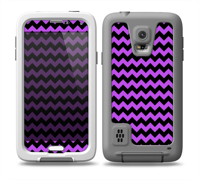 The Black & Purple Chevron Pattern Skin for the Samsung Galaxy S5 frē LifeProof Case