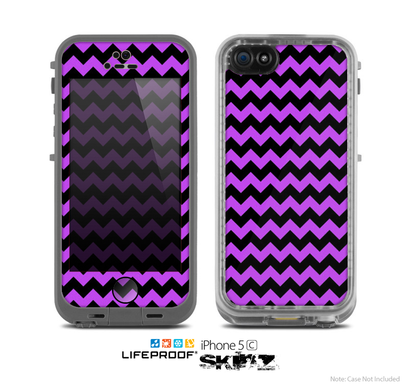The Black & Purple Chevron Pattern Skin for the Apple iPhone 5c LifeProof Case