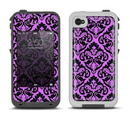 The Black & Purple Delicate Pattern Apple iPhone 4-4s LifeProof Fre Case Skin Set
