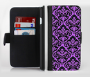 The Black & Purple Delicate Pattern Ink-Fuzed Leather Folding Wallet Credit-Card Case for the Apple iPhone 6/6s, 6/6s Plus, 5/5s and 5c