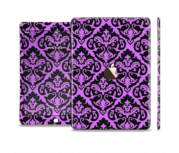 The Black & Purple Delicate Pattern Skin Set for the Apple iPad Air 2