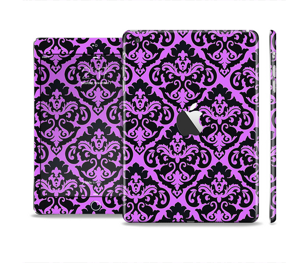 The Black & Purple Delicate Pattern Full Body Skin Set for the Apple iPad Mini 2