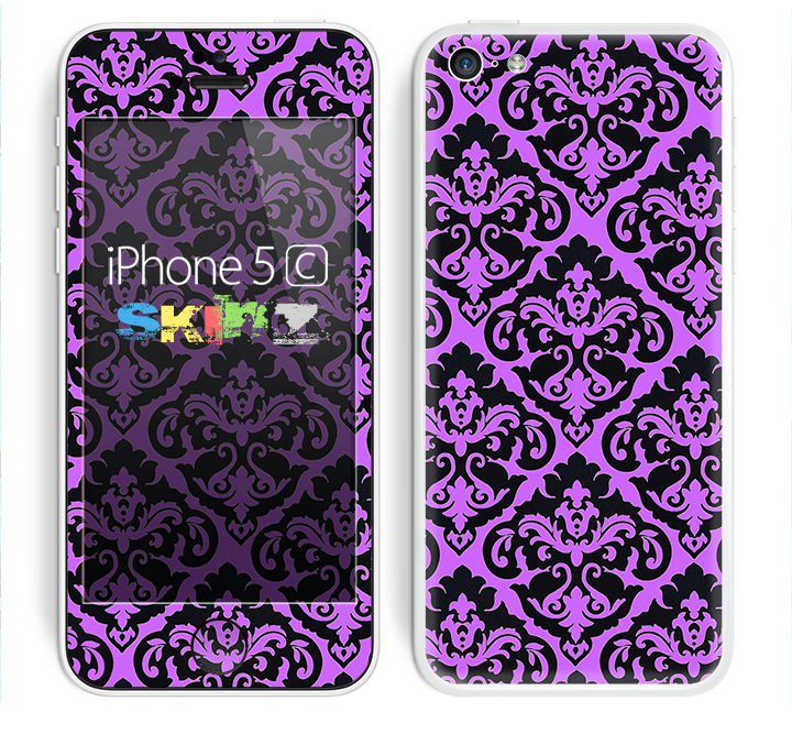 The Black & Purple Delicate Pattern Skin for the Apple iPhone 5c