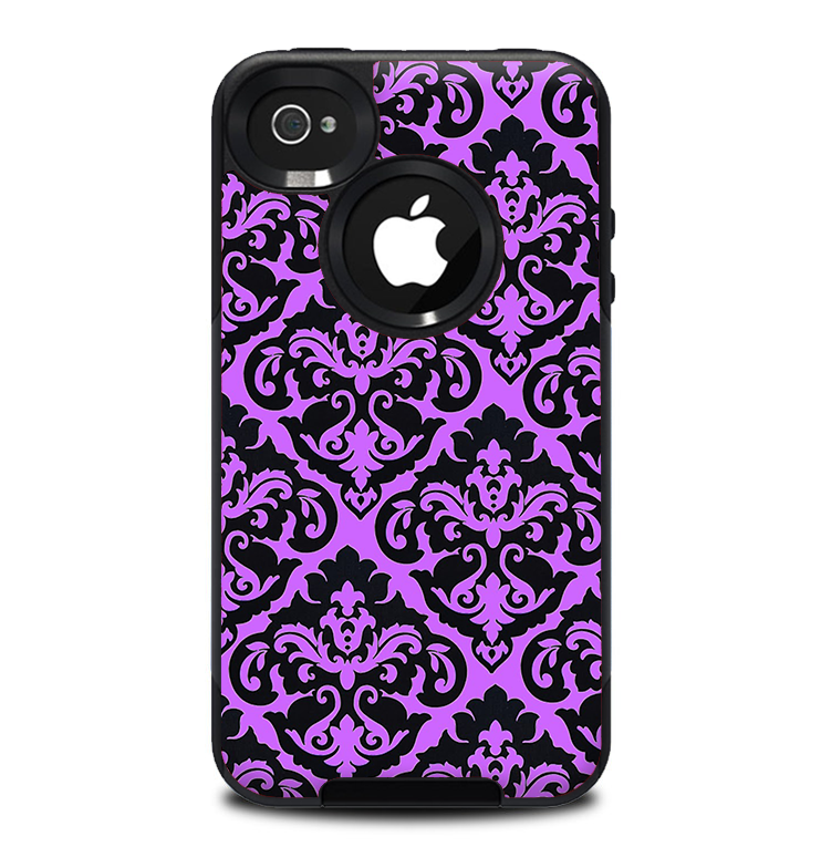 The Black & Purple Delicate Pattern Skin for the iPhone 4-4s OtterBox Commuter Case