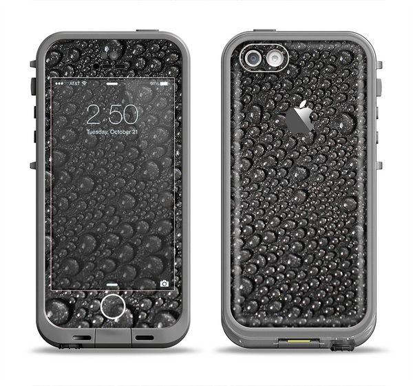 The Black Rain Drops Apple iPhone 5c LifeProof Fre Case Skin Set