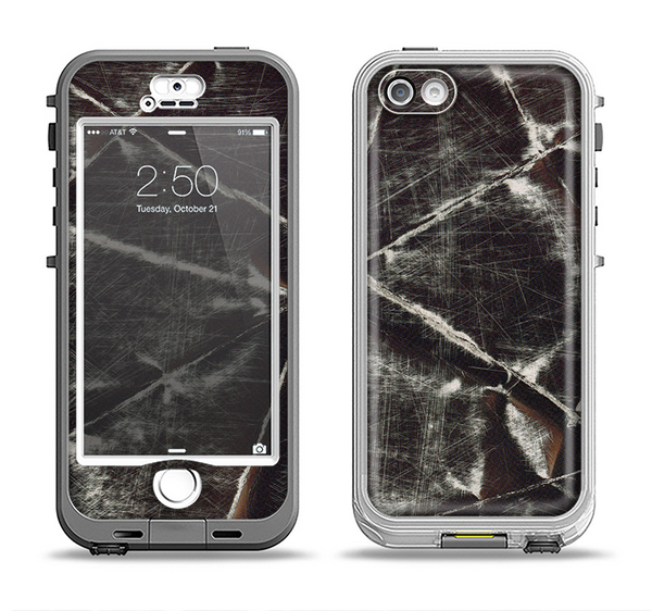 The Black Torn Woven Texture Apple iPhone 5-5s LifeProof Nuud Case Skin Set