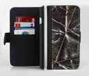 The Black Torn Woven Texture Ink-Fuzed Leather Folding Wallet Credit-Card Case for the Apple iPhone 6/6s, 6/6s Plus, 5/5s and 5c