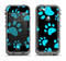 The Black & Turquoise Paw Print Apple iPhone 5c LifeProof Fre Case Skin Set