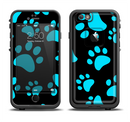 The Black & Turquoise Paw Print Apple iPhone 6/6s LifeProof Fre Case Skin Set