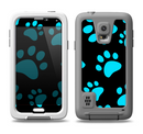 The Black & Turquoise Paw Print Samsung Galaxy S5 LifeProof Fre Case Skin Set