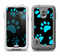 The Black & Turquoise Paw Print Samsung Galaxy S5 LifeProof Fre Case Skin Set