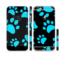 The Black & Turquoise Paw Print Sectioned Skin Series for the Apple iPhone 6s Plus