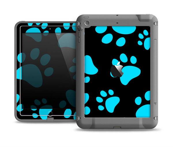The Black & Turquoise Paw Print Apple iPad Mini LifeProof Fre Case Skin Set