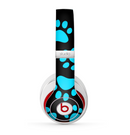 The Black & Turquoise Paw Print Skin for the Beats by Dre Studio (2013+ Version) Headphones-