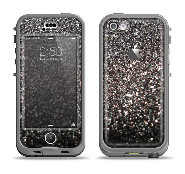 The Black Unfocused Sparkle Apple iPhone 5c LifeProof Nuud Case Skin Set