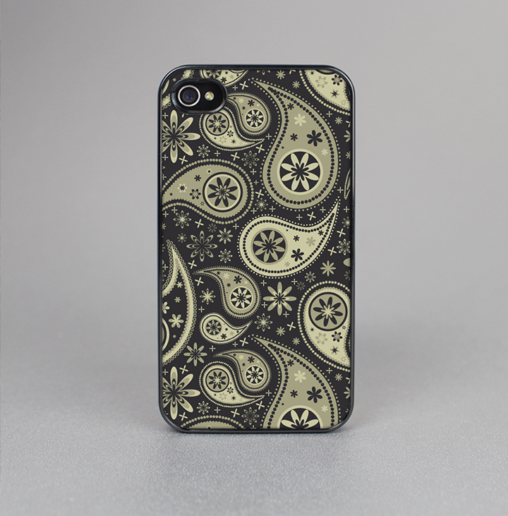 The Black & Vintage Green Paisley Skin-Sert for the Apple iPhone 4-4s Skin-Sert Case