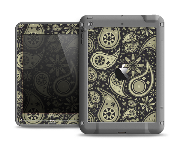The Black & Vintage Green Paisley Apple iPad Mini LifeProof Fre Case Skin Set