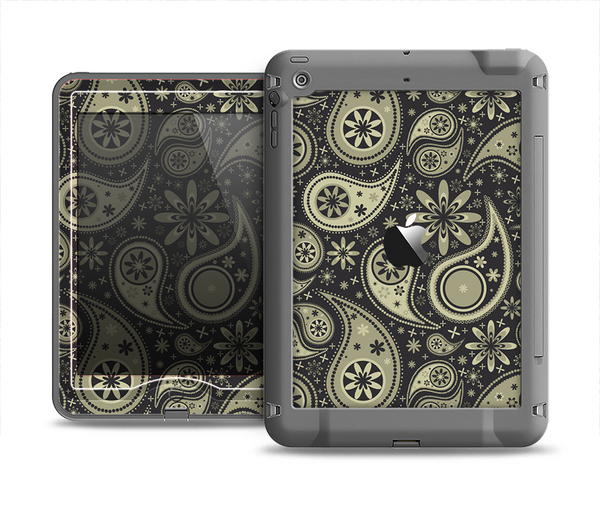 The Black & Vintage Green Paisley Apple iPad Mini LifeProof Nuud Case Skin Set
