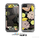 The Black Vintage Tan & Gold Vector Birds with Flowers Skin for the Apple iPhone 5c LifeProof Case