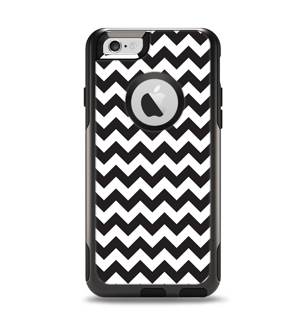The Black & White Chevron Pattern Apple iPhone 6 Otterbox Commuter Case Skin Set