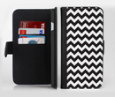 The Black & White Chevron Pattern Ink-Fuzed Leather Folding Wallet Credit-Card Case for the Apple iPhone 6/6s, 6/6s Plus, 5/5s and 5c