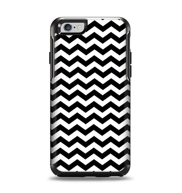 The Black & White Chevron Pattern V2 Apple iPhone 6 Otterbox Symmetry Case Skin Set