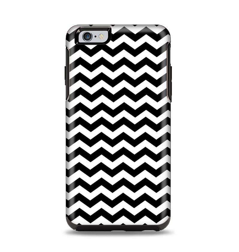 The Black & White Chevron Pattern V2 Apple iPhone 6 Plus Otterbox Symmetry Case Skin Set