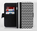 The Black & White Chevron Pattern V2 Ink-Fuzed Leather Folding Wallet Credit-Card Case for the Apple iPhone 6/6s, 6/6s Plus, 5/5s and 5c