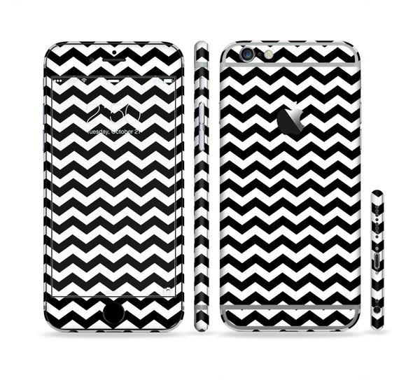 The Black & White Chevron Pattern V2 Sectioned Skin Series for the Apple iPhone 6 Plus