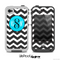 The Black & White Chevron Pattern with Blue Monogram Skin for the iPhone 4-4s or 5 LifeProof Case