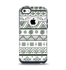 The Black & White Floral Aztec Pattern Apple iPhone 5c Otterbox Commuter Case Skin Set