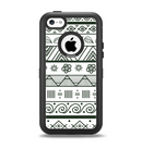 The Black & White Floral Aztec Pattern Apple iPhone 5c Otterbox Defender Case Skin Set