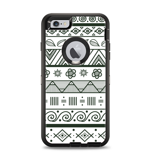 The Black & White Floral Aztec Pattern Apple iPhone 6 Plus Otterbox Defender Case Skin Set