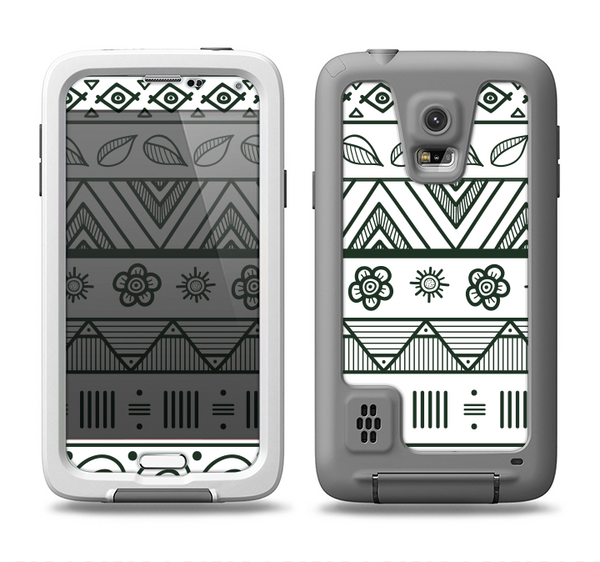 The Black & White Floral Aztec Pattern Samsung Galaxy S5 LifeProof Fre Case Skin Set