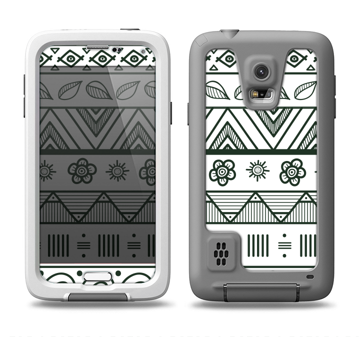 The Black & White Floral Aztec Pattern Samsung Galaxy S5 LifeProof Fre Case Skin Set