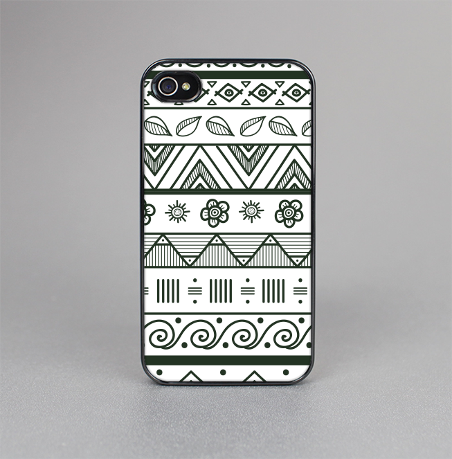 The Black & White Floral Aztec Pattern Skin-Sert for the Apple iPhone 4-4s Skin-Sert Case