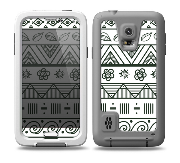 The Black & White Floral Aztec Pattern Skin for the Samsung Galaxy S5 frē LifeProof Case