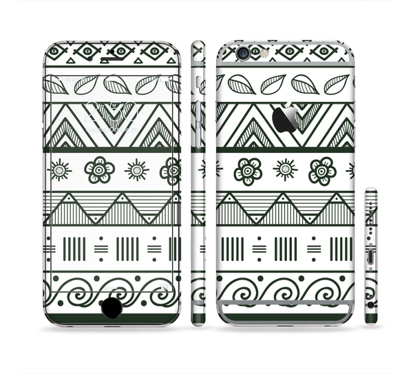 The Black & White Floral Aztec Pattern Sectioned Skin Series for the Apple iPhone 6 Plus