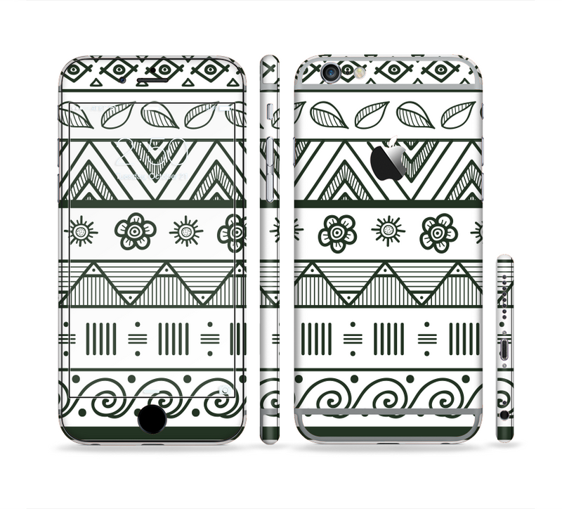 The Black & White Floral Aztec Pattern Sectioned Skin Series for the Apple iPhone 6