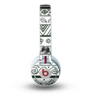 The Black & White Floral Aztec Pattern Skin for the Beats by Dre Mixr Headphones