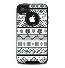 The Black & White Floral Aztec Pattern Skin for the iPhone 4-4s OtterBox Commuter Case